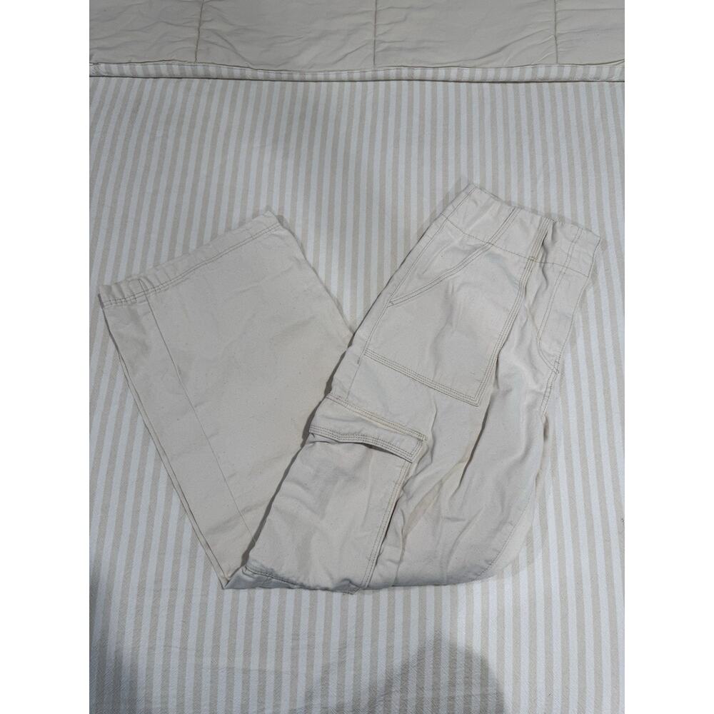 H&M Cream wide leg cargo trousers Denim style cotton US 4
